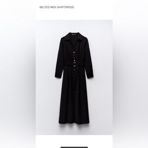 Zara Black Long Sleeve Buttoned Dress